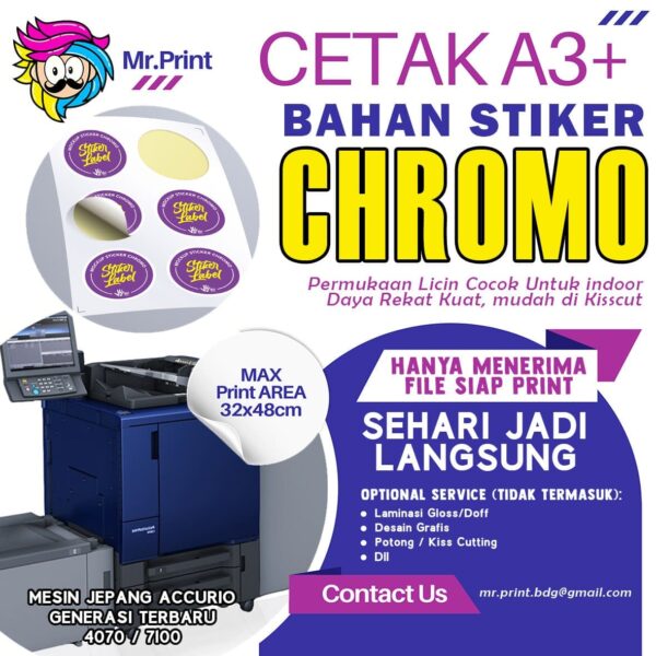 Cetak Sticker Chromo A3+ 32x48cm