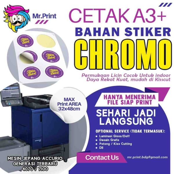 Cetak Sticker Chromo A3+ 32x48cm