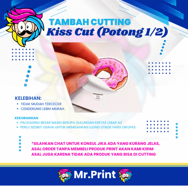 Cutting Kiss Cut untuk Cetak A3+ (Optional-Finishing)