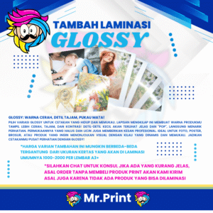 Laminasi Glossy untuk Cetak A3+ (Optional-Finishing)