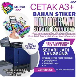 Cetak A3+ Hologram Silver Rainbow Silver