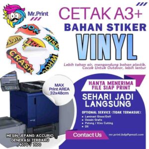 Mesin Cetak A3+ Digital Print kertas Sticker Vinyl Anti Air Outdoor