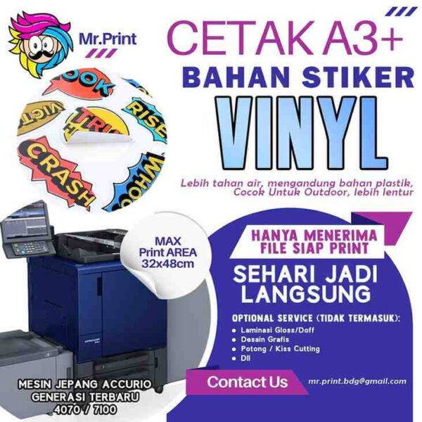 Mesin Cetak A3+ Digital Print kertas Sticker Vinyl Anti Air Outdoor