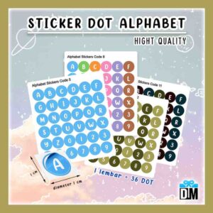 Sticker Alphabet Angka Huruf Bulat Warna Pastel