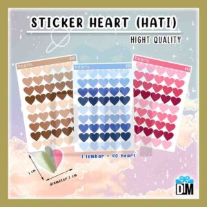 Sticker Hati Love Heart Sticker Warna Warni Pastel