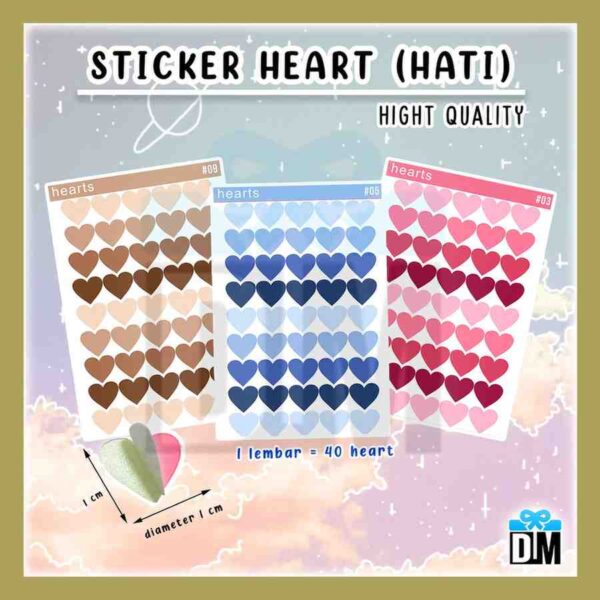 Sticker Hati Love Heart Sticker Warna Warni Pastel