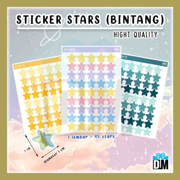 Sticker Bintang Stars Sticker Warna Warni Pastel
