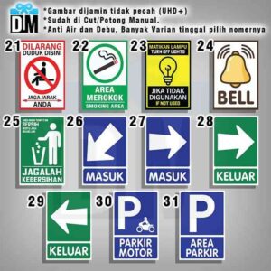 Sticker Peringatan Uk BESAR Sign Bell Lampu Area Parkir Rokok