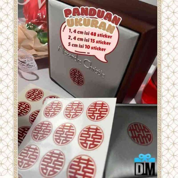 Sticker Shuang Xi Sangjit Lamaran Wedding Imlek Double Happiness