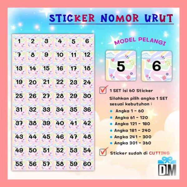 Sticker Nomor Urut Target Menabung Saving