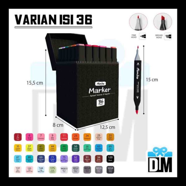 Tas Spidol set 36 Warna